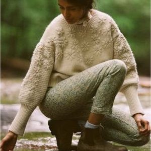 Anthropologie Pilcro Ultra High Rise Slim Utility Jeans Neutral Floral Ankle 28